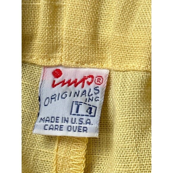 Vintage Yellow Linen? Suspender Shorts For Kids With Cross-Back Straps & Button - Picture 7 of 8